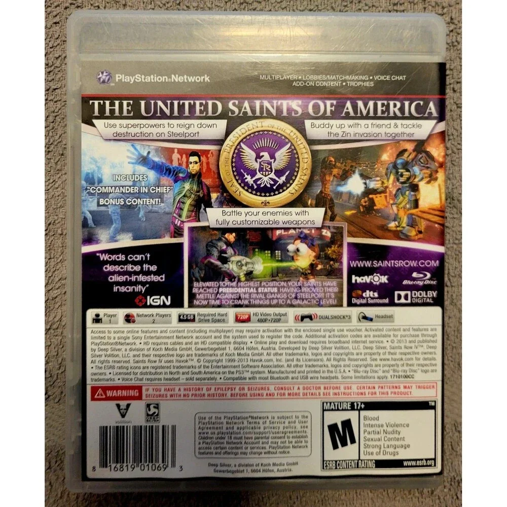 Sony PlayStation 3 PS3: Saints Row IV Commander in Chief Edition, CIB, FAST SHIP